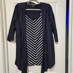 Woman Within Navy 2-in-1 Tunic Top Size 18/20
